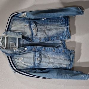 Almost Famous Distressed Denim Jacket size medium